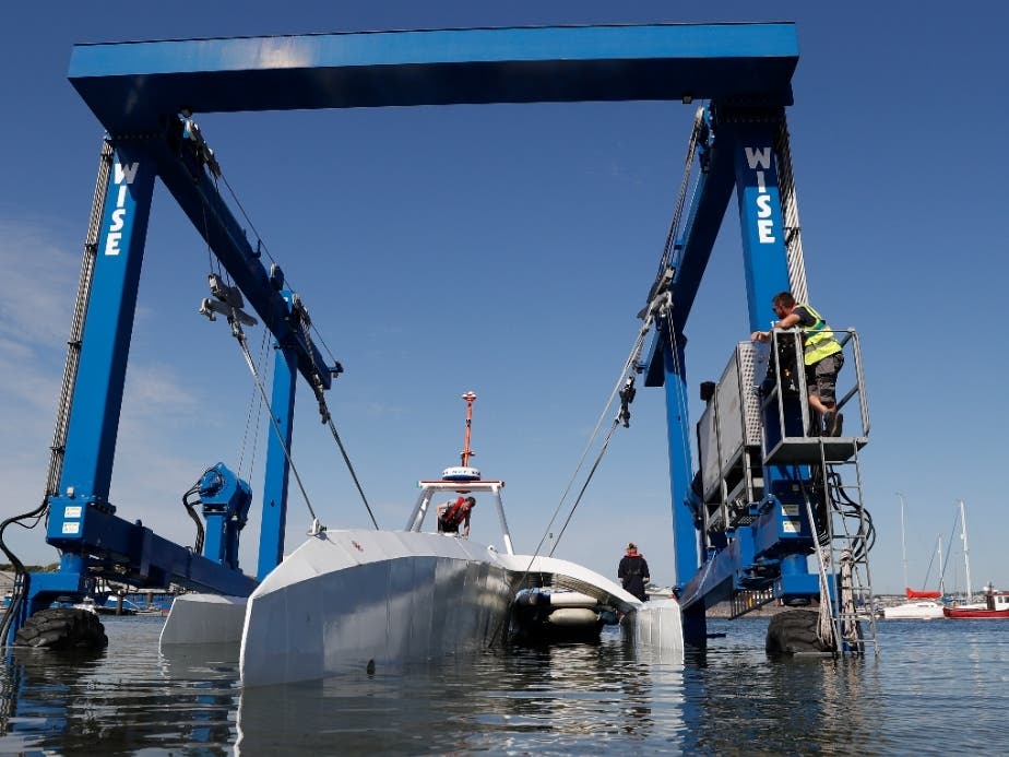Nonprofit marine research organization ProMare said it made the decision to return to base "to investigate and fix a minor mechanical issue" but hopes to be back on the trans-Atlantic journey as soon as possible.