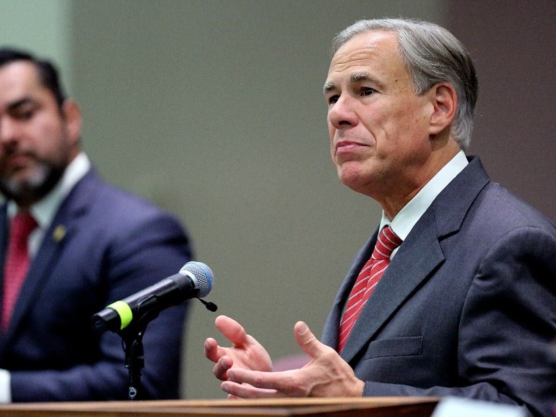 Texas Gov. Greg Abbott speaks before he signs Texas SB 576, an anti-smuggling bill that enhances the criminal penalty for human smuggling when a payment is involved, at McAllen City Hall on Wednesday, Sept. 22, 2021, in McAllen, Texas. 