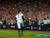 Houston Astros' Carlos Correa celebrates a home run against the Boston Red Sox during the seventh inning in Game 1 of baseball's American League Championship Series Friday in Houston.