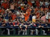 The Boston Red Sox watch during the ninth inning in Game 1 of baseball's American League Championship Series against the Houston Astros Friday in Houston.