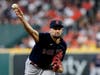 Boston Red Sox starting pitcher Nathan Eovaldi throws against the Houston Astros during the first inning in Game 2 of baseball's American League Championship Series Saturday in Houston. 