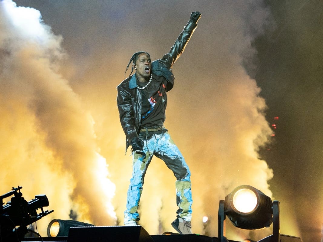 Travis Scott performs at Day 1 of the Astroworld Music Festival at NRG Park on Friday, Nov. 5, 2021, in Houston. Eight people died in a crowd surge.