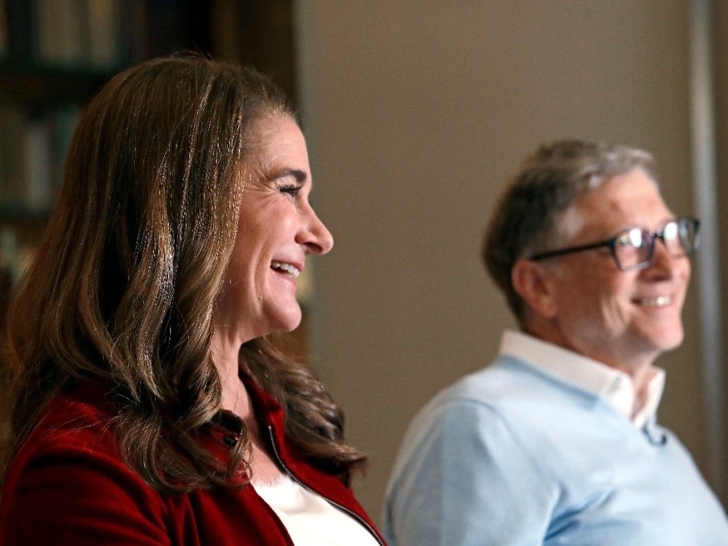 In this photo taken Feb. 1, 2019, Bill and Melinda Gates are interviewed in Kirkland