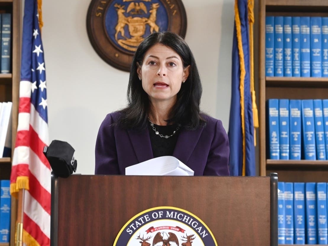 Michigan Attorney General Dana Nessel speaks during a news conference in Detroit on Thursday, Oct. 14, 2021.