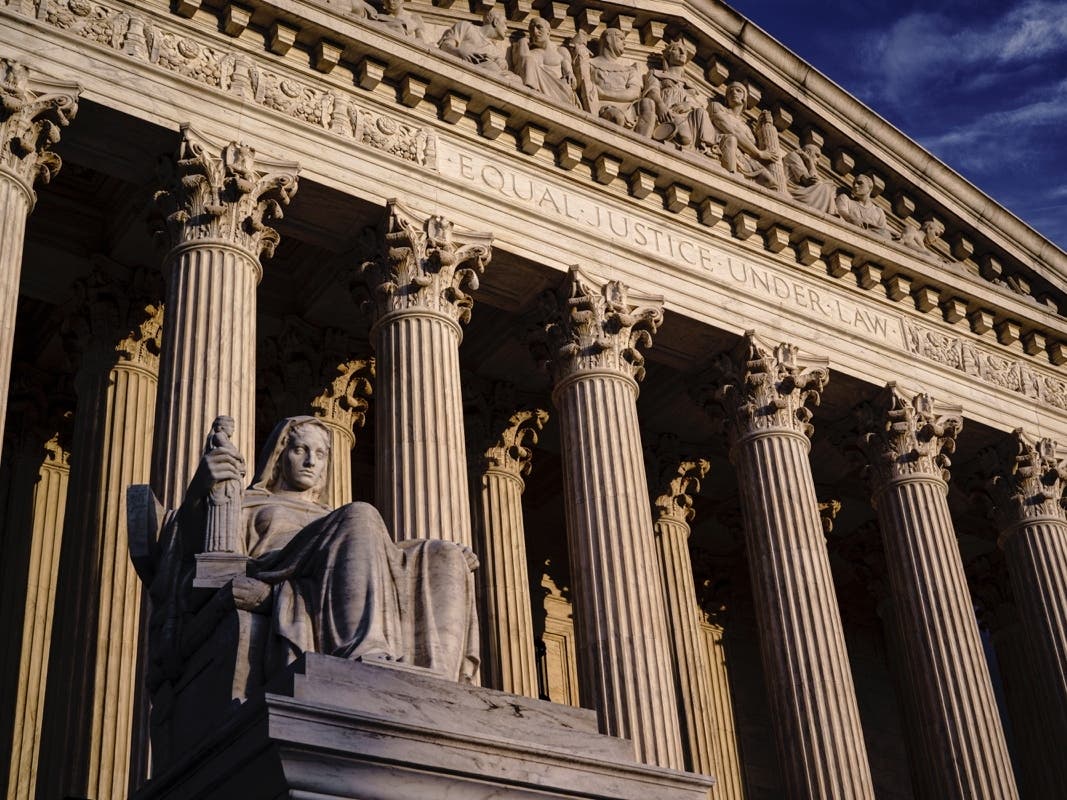 The Supreme Court is seen at dusk in Washington on Oct. 22. 