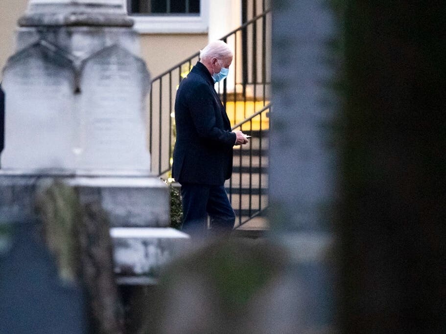 President Joe Biden arrives at St. Joseph on the Brandywine Catholic Church in Wilmington, Delaware. Saturday is the anniversary of Neilia and Naomi Biden's death.