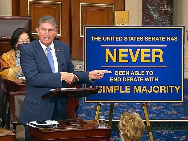 Despite a day of piercing debate and speeches, Democrats could not persuade holdout senators Kyrsten Sinema of Arizona and Joe Manchin of West Virginia to change the Senate procedures on this one bill and allow a simple majority to advance it.