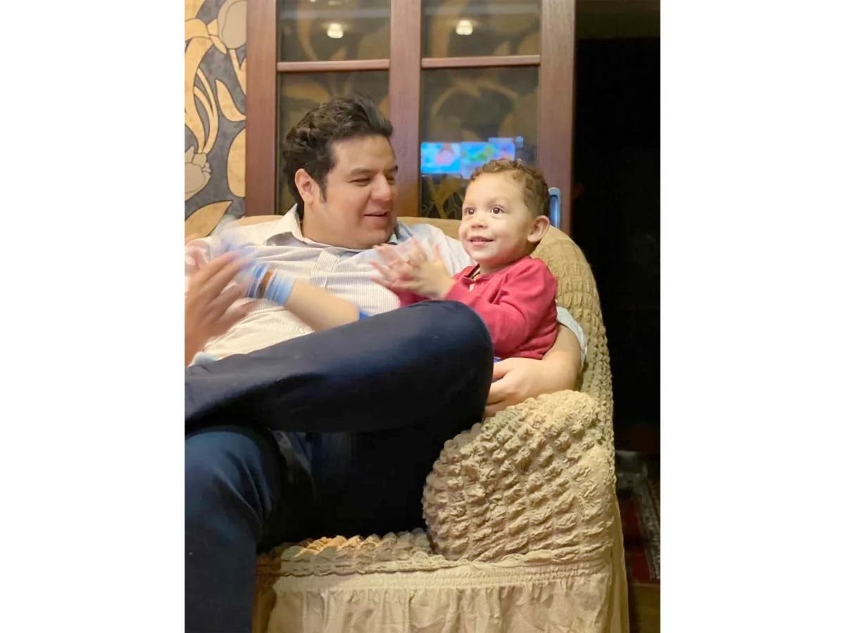 This photo provided by Angel Quintana shows Cesar Quintana and Cesar's son Alexander Quintana. Quintana said he is trying to get his son out of Ukraine, where he was taken by his mother in 2020 without his permission.