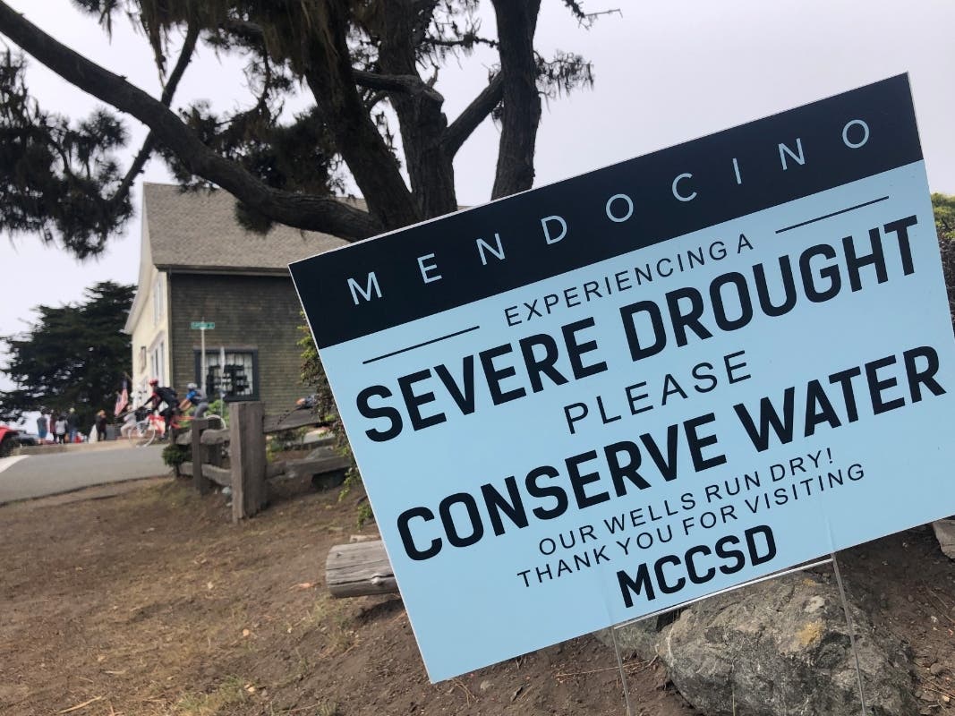 Signs alert visitors to the severe drought in Mendocino. California's water usage jumped nearly 19% in March of 2022, during one of the driest months on record, state officials announced, Tuesday.