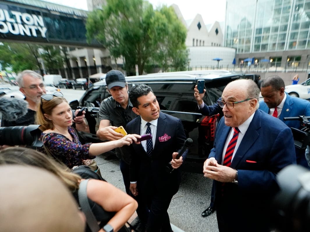 Rudy Giuliani arrives at the Fulton County Courthouse on Wednesday, Aug. 17, 2022, in Atlanta. 