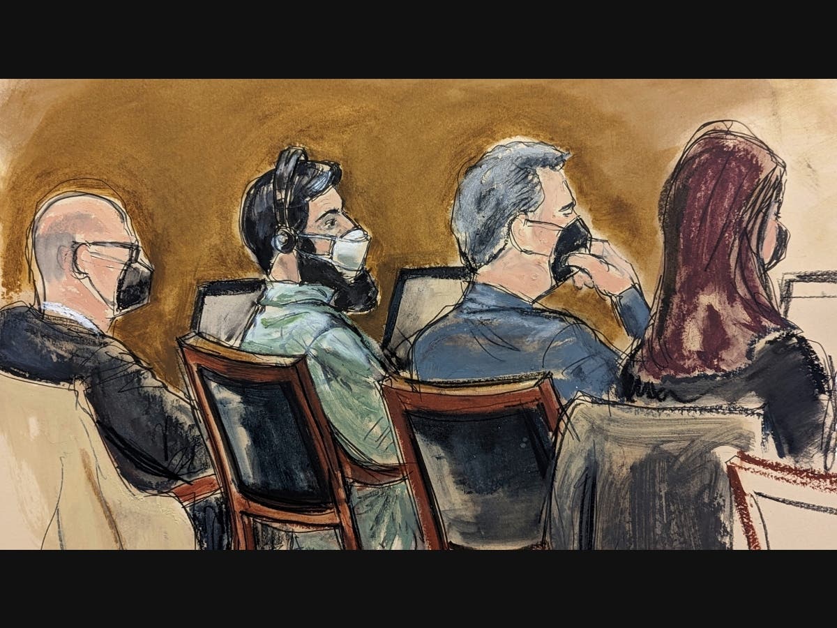 Defendant Sayfullo Saipov, second from left, sits at the defense table flanked by his defense attorneys during opening statements, Monday, Jan. 9, 2023, at Manhattan federal court in New York.