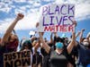 People gather along the steps of the Philadelphia Art Museum during a Justice for George Floyd protest, May 30, 2020 in Philadelphia. The third anniversary of Floyd’s murder is Thursday, May 25, 2023.