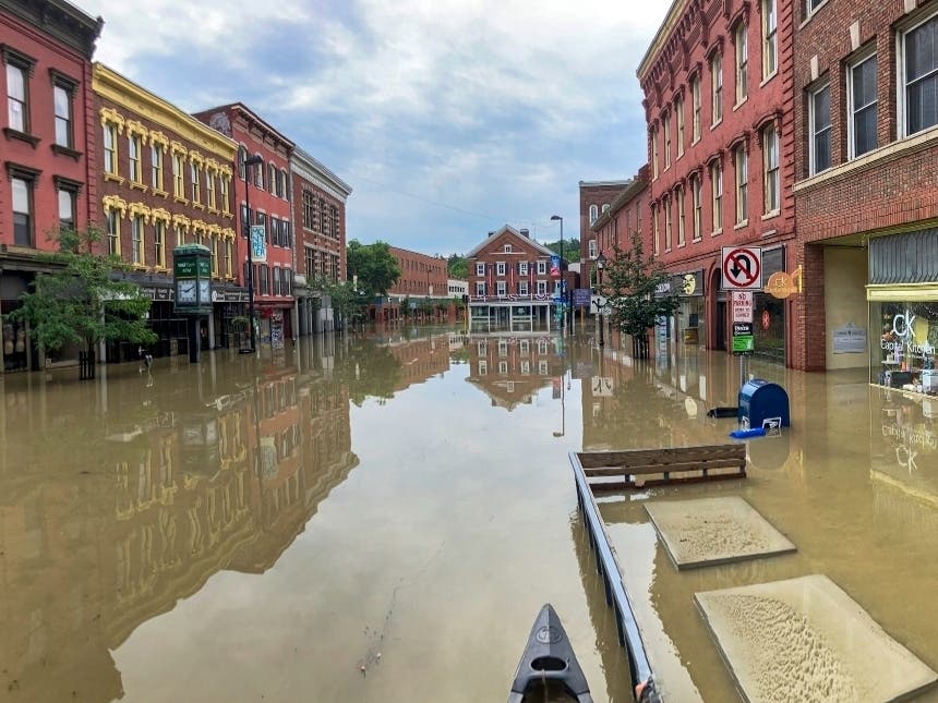 Downtown Montpelier, Vermont, is flooded with several feet of water on Tuesday. One resident said several feet of water filled the lower levels of most buildings and reached to near the top of parking meters.