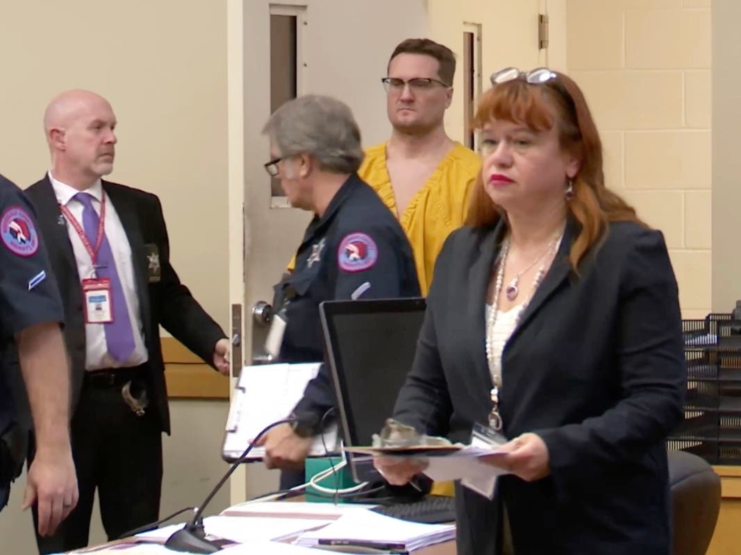 This image taken from video shows Michael David McKee walking into the courtroom on Monday, Jan. 12, 2026, in Rockford.