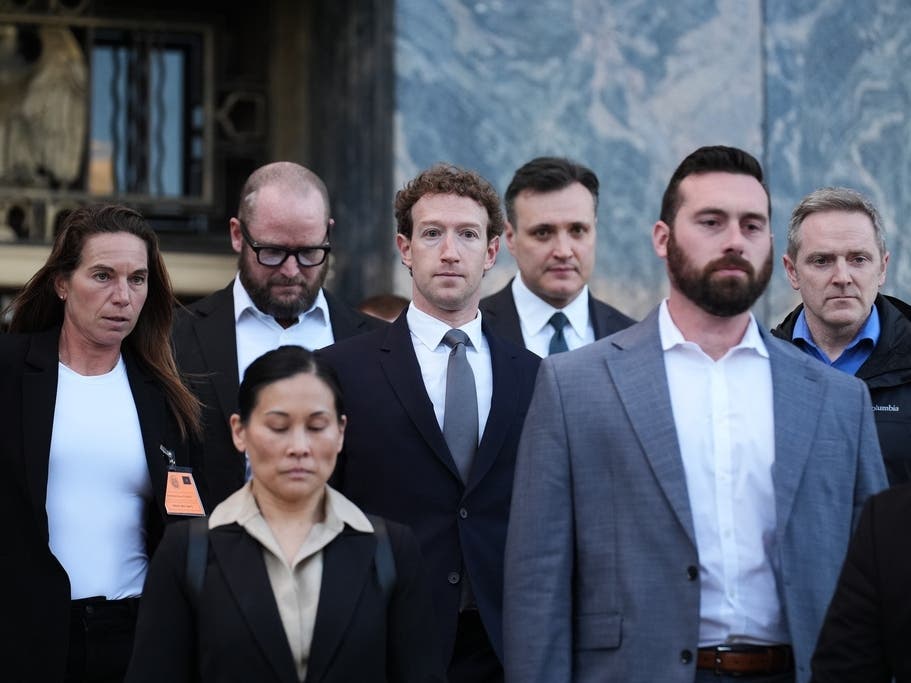 Meta CEO Mark Zuckerberg leaves after testifying in a landmark trial over whether social media platforms deliberately addict and harm children, Wednesday, Feb. 18, 2026, in Los Angeles. 