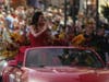 Olympic gold medalist and Grand Marhsal Eileen Gu gestures during the Chinese New Year Parade in San Francisco, Saturday, March 7, 2026.