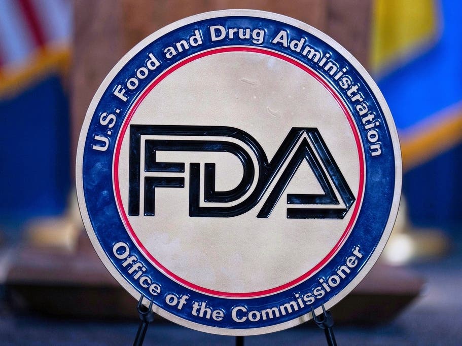  The Food and Drug Administration seal is seen at the Hubert Humphrey Building Auditorium in Washington, April 22, 2025. 