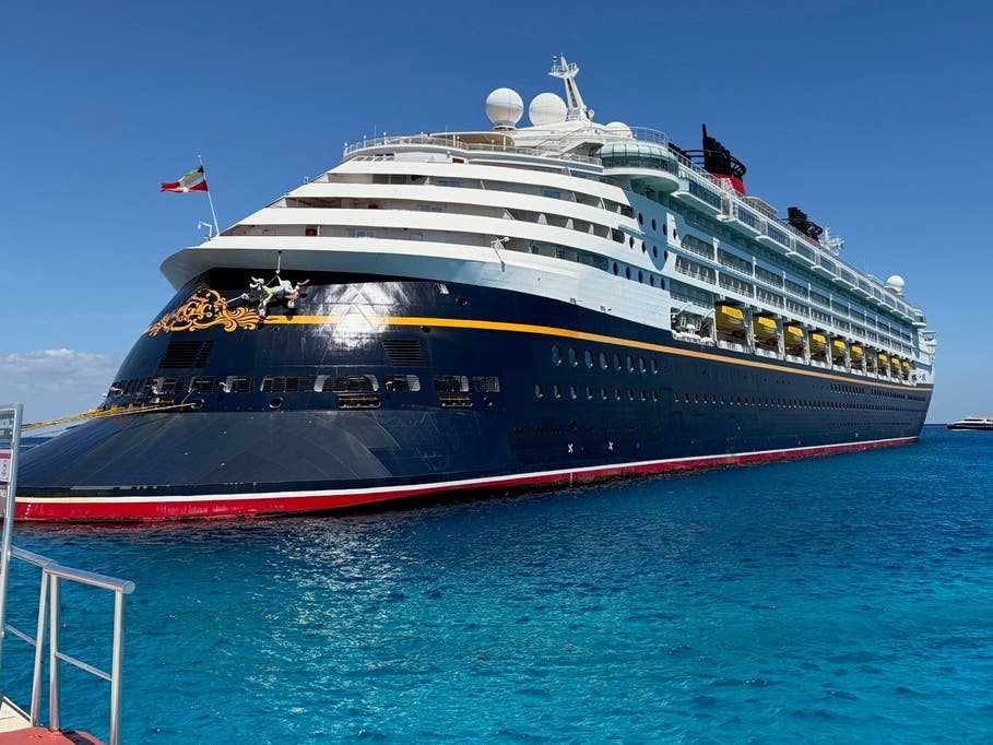 The Disney Magic cruise ship is seen at port in Cozumel, Mexico, on March 22, 2026. 