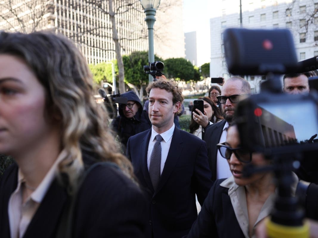 Meta CEO Mark Zuckerberg arrives for a landmark trial over whether social media platforms deliberately addict and harm children, Feb. 18, 2026, in Los Angeles.