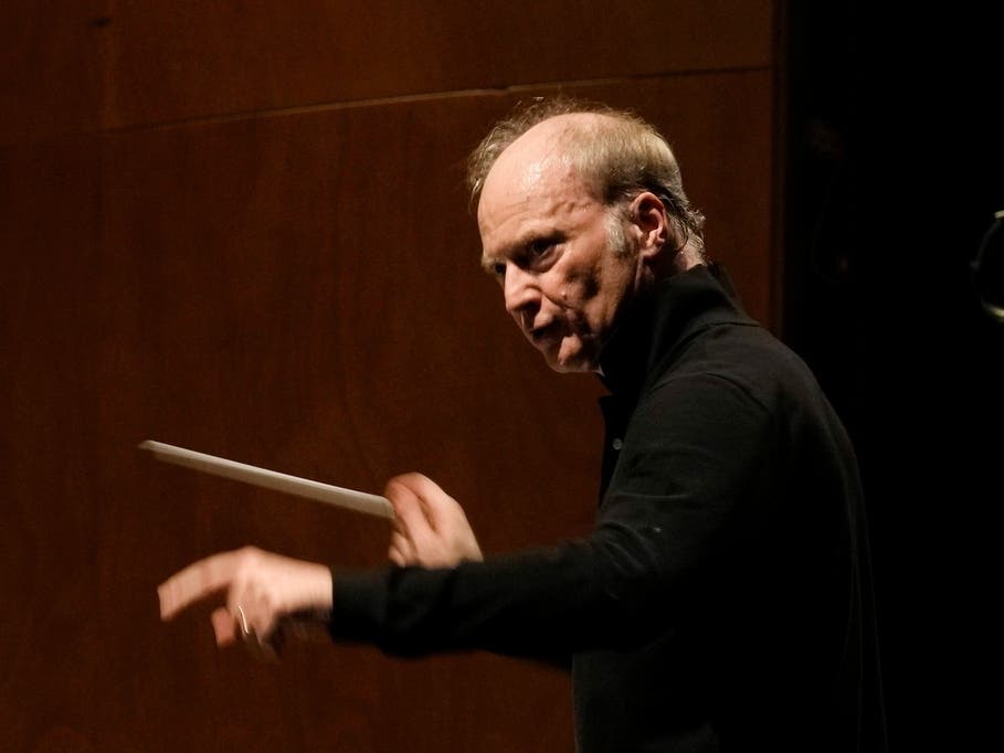 Music Director of the National Symphony Orchestra (NSO) Gianandrea Noseda conducts the orchestra during a rehearsal at Milan's La Scala theatre, Italy, on Feb. 26, 2024.