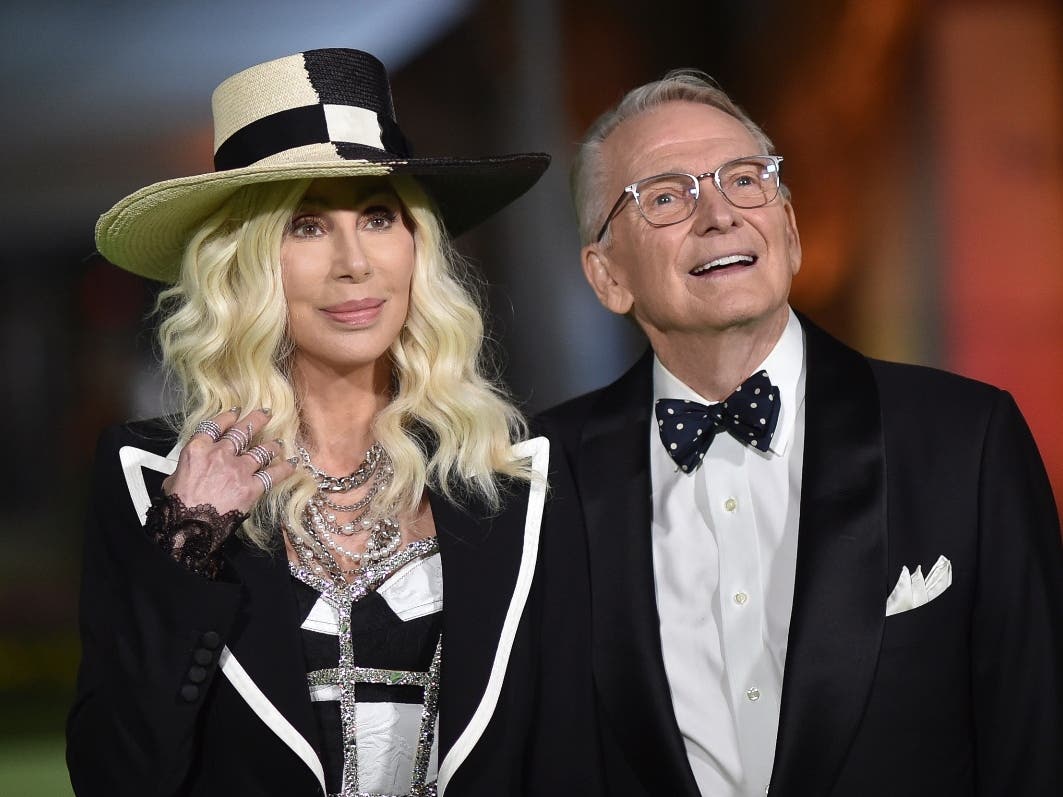 Cher, left, and designer Bob Mackie arrive at the Academy Museum of Motion Pictures Gala on Sept. 25, 2021, in Los Angeles.