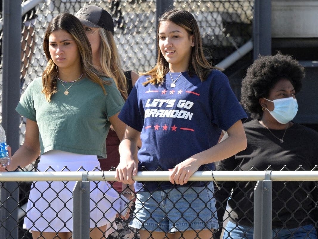 A spectator wears a Let's Go Brandon shirt in a 2022 file photo.