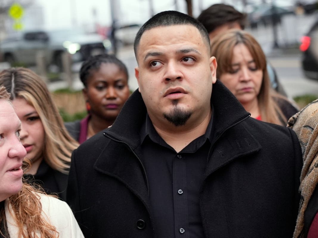 Kilmar Abrego Garcia, center, arrives at the federal courthouse Feb. 26, 2026, in Nashville, Tenn.