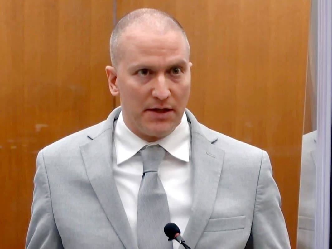 In this image taken from video, former Minneapolis police Officer Derek Chauvin addresses the court at the Hennepin County Courthouse, June 25, 2021, in Minneapolis. Chauvin, the former Minneapolis police officer convicted of murdering George Floyd