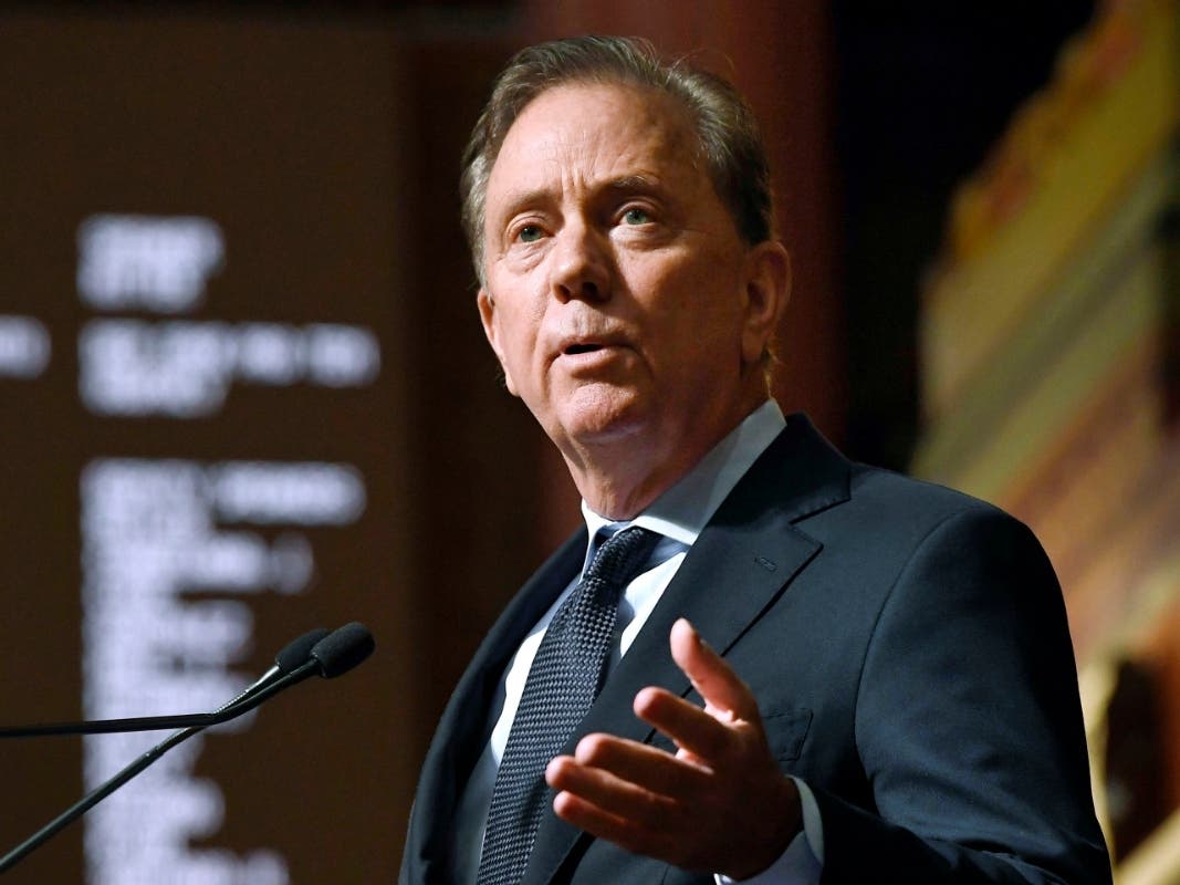 Connecticut Gov. Ned Lamont delivers the State of the State address during opening session at the State Capitol, Feb. 9, 2022, in Hartford, 