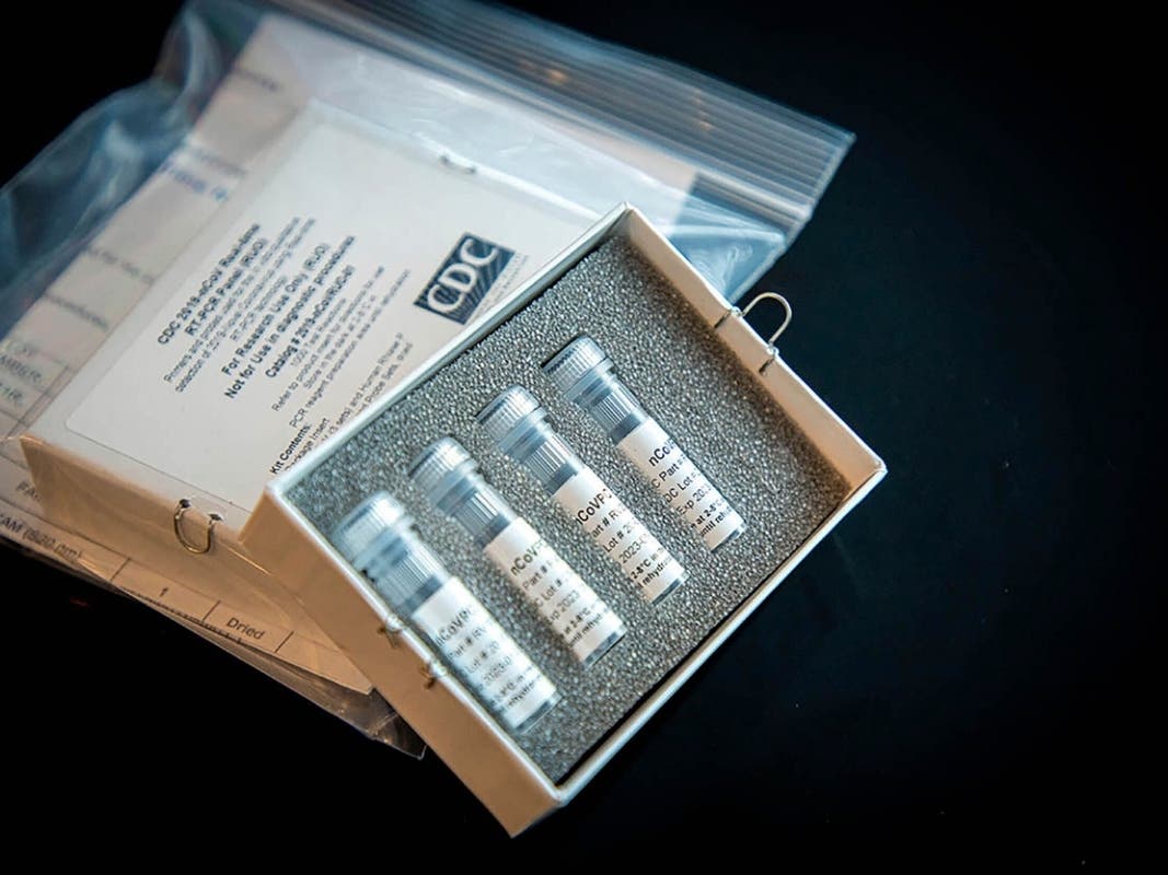 This undated photo provided by U.S. Centers for Disease Control and Prevention shows CDC’s laboratory test kit for the new coronavirus. 