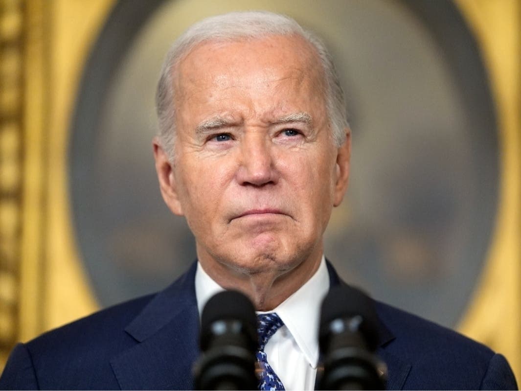 FILE - President Joe Biden speaks in the Diplomatic Reception Room of the White House, Feb. 8, 2024, in Washington. President Joe Biden dropped out of the 2024 race for the White House on Sunday, July 21.