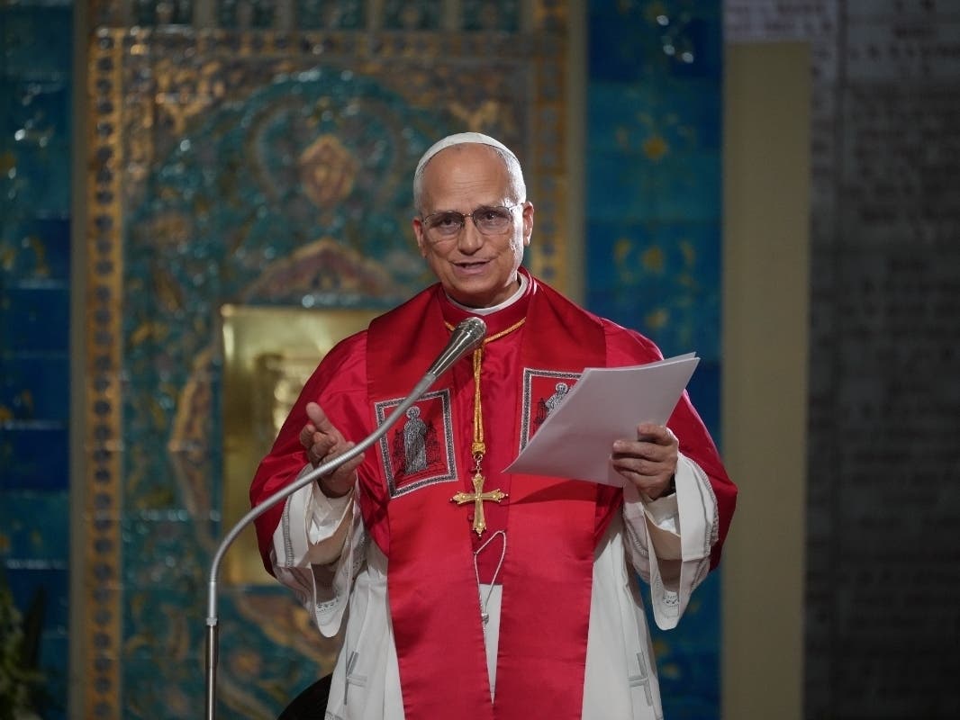 Pope Leo XIV meets the Algerian Community in the Basilica of Our Lady of Africa in Algiers, Monday, April 13, 2026, on the first day of an 11-day apostolic journey to Africa.