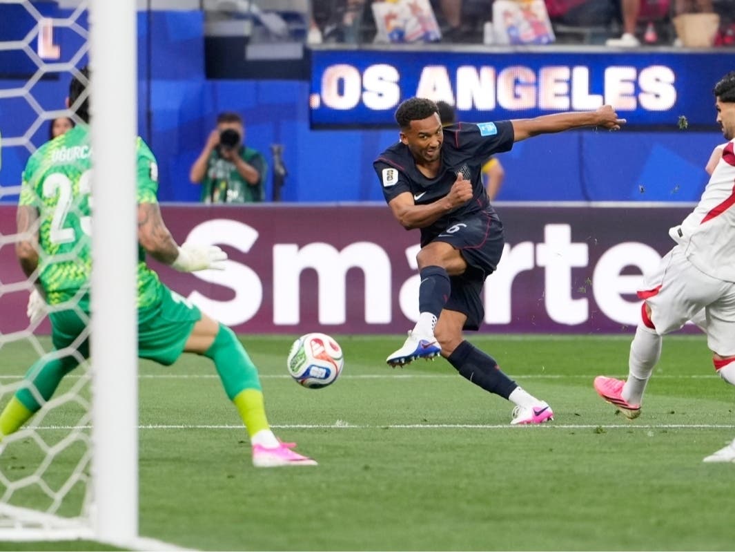United States' Auston Trusty scores his side's opening goal during a World Cup Group D soccer match against Turkey in Inglewood, Calif., near Los Angeles, Thursday, June 25, 2026.