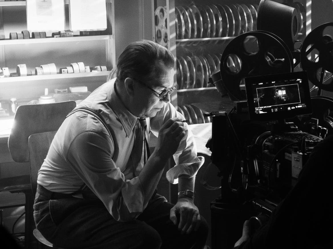 In this image released by Netflix, Gary Oldman portrays Herman Mankiewicz in a scene from "Mank." 