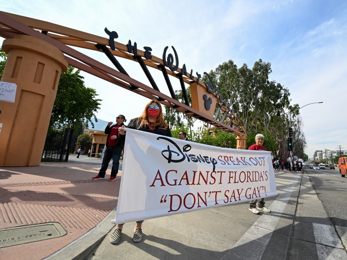 AHF Rallies Disney to Speak Out Against 'Don't Say Gay' Bill: A crowd at a rally at the Walt Disney Company in Burbank spearheaded by advocates from AIDS Healthcare Foundation on Thursday, March 03, 2022 in Burbank, Calif.
