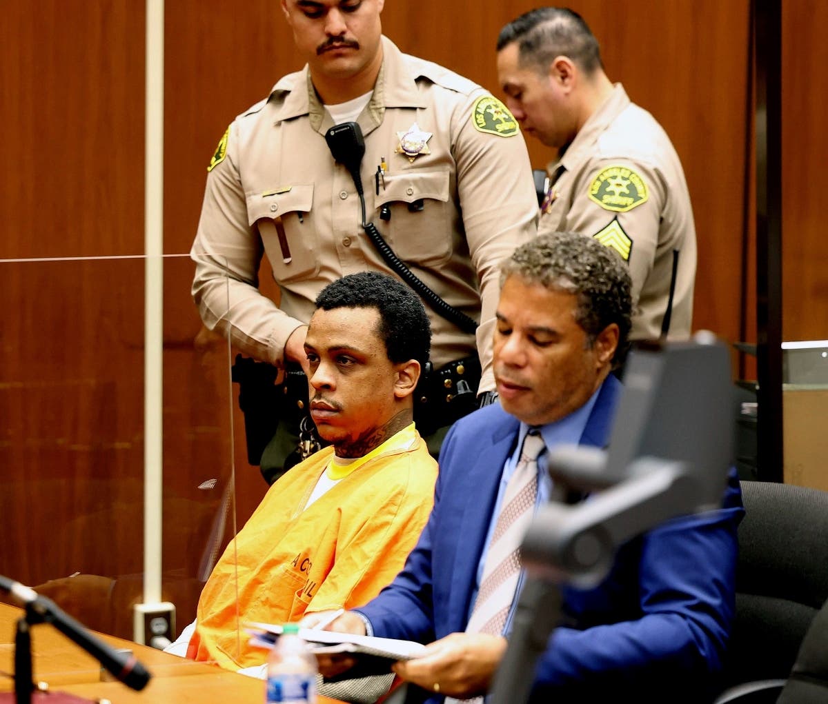 Eric Ronald Holder Jr., convicted of murdering rapper Nipsey Hussle and injuring two bystanders appears before the judge for sentencing on Thursday, Nov. 3, 2022. The court postponed the sentencing until Dec. 19, 2022. 