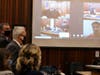 Santa Cruz County District Attorney Jeff Rosell speaks as proceedings get under way on Friday, June 12, 2020 during the arraignment of Steven Carrillo, seen in a video link at far right, for the killing of Santa Cruz Sheriff's Deputy Damon Gutzwiller.