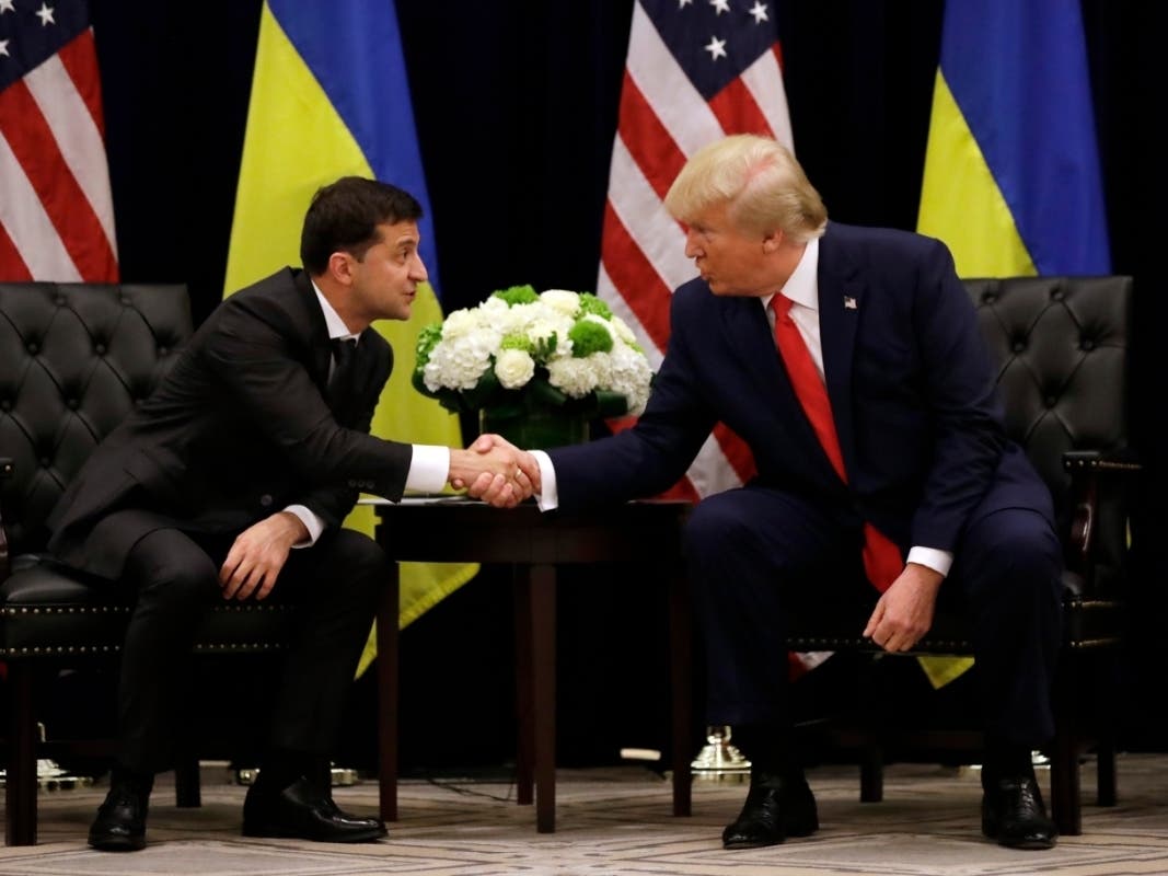 President Donald Trump meets with Ukrainian President Volodymyr Zelenskiy at the InterContinental Barclay New York hotel during the United Nations General Assembly in New York in September