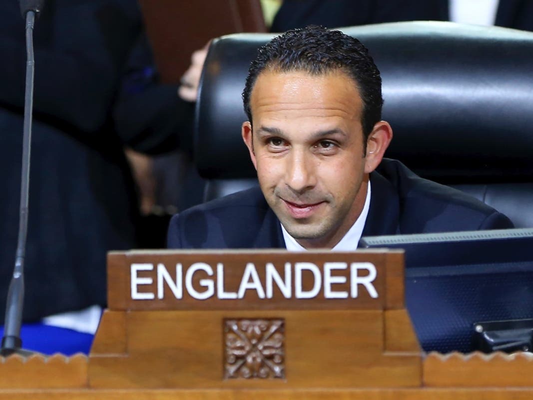 Englander was sentenced to 14 months in January for lying to federal authorities.