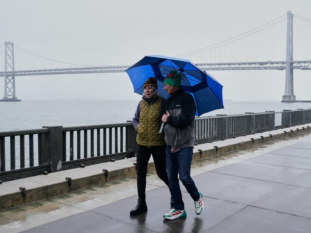 A storm arriving Monday is expected to drop up to two inches of rain across the Bay Area, along with possible lightning, hail, and flooding.