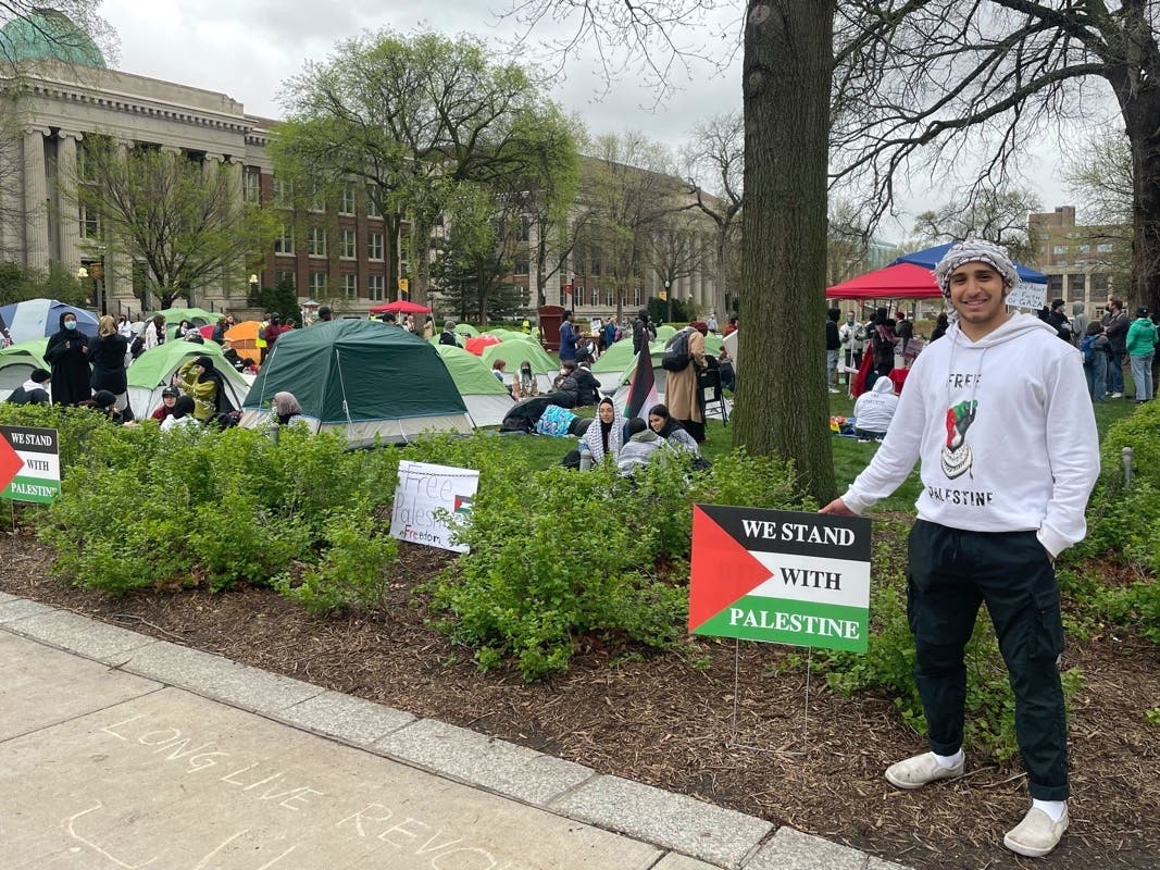 Dubbed the "Rafah to Jenin Liberated Zone," the encampment sprung up Friday at the private liberal arts college, located at 1600 Campus Road, south of Eagle Rock.