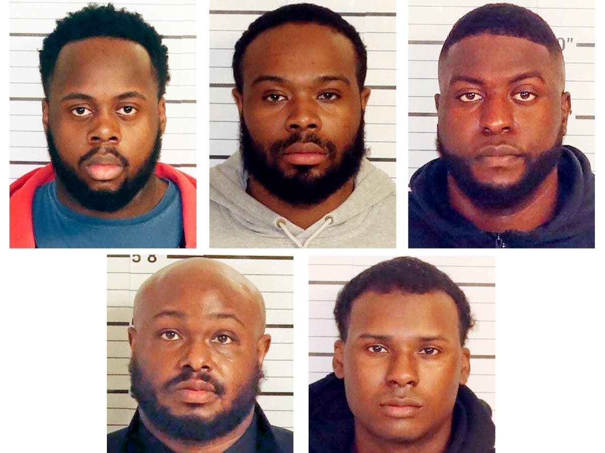 Clockwise from top left, former Memphis police officers charged with second-degree murder and other crimes in the arrest and death of Tyre Nichols are Tadarrius Bean, Demetrius Haley, Emmitt Martin III, Desmond Mills Jr. and Justin Smith.