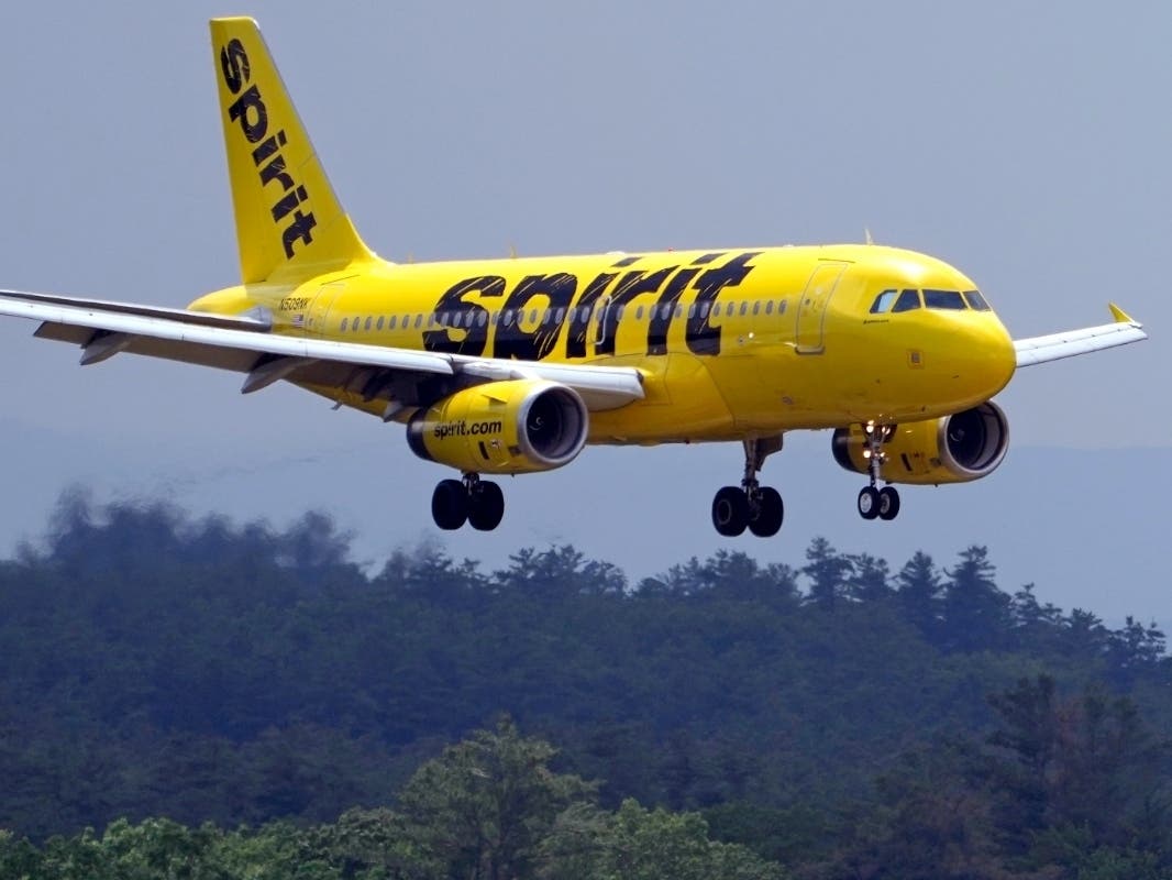 A Spirit Airlines 319 Airbus approaches Manchester Boston Regional Airport for a landing, Friday, June 2, 2023, in Manchester, N.H.