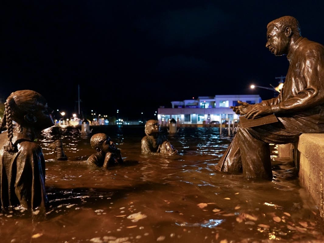 Floods reached the Kunta Kinte-Alex Haley Memorial in downtown Annapolis on Thursday night.