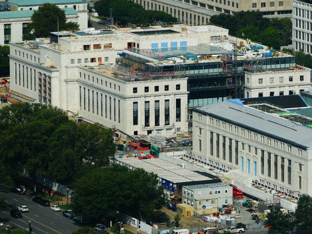 The Federal Reserve is seen from the Washington Monument, Tuesday, Sept. 1, 2026, in Washington.