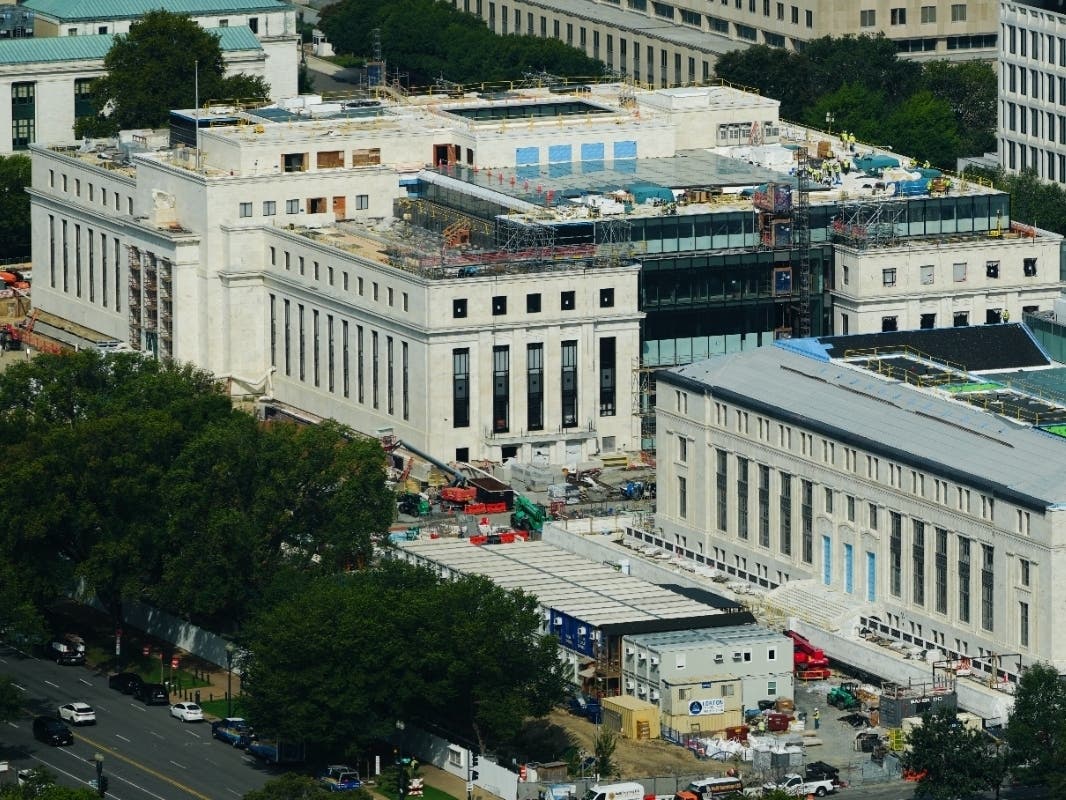 The Federal Reserve is seen from the Washington Monument, Tuesday, Sept. 1, 2026, in Washington.