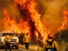 Flames from the LNU Lightning Complex fires leap above Butts Canyon Road on Sunday as firefighters work to contain the blaze in unincorporated Lake County, Calif. 