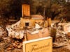 A chimney stands at a Fairwinds Estate Winery building, which burned Thursday in the Glass Fire in Calistoga, Calif. 