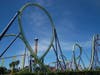Empty roller coasters are seen at a closed Six Flags Discovery Kingdom Wednesday, April 15, 2020 in Vallejo, Calif. 