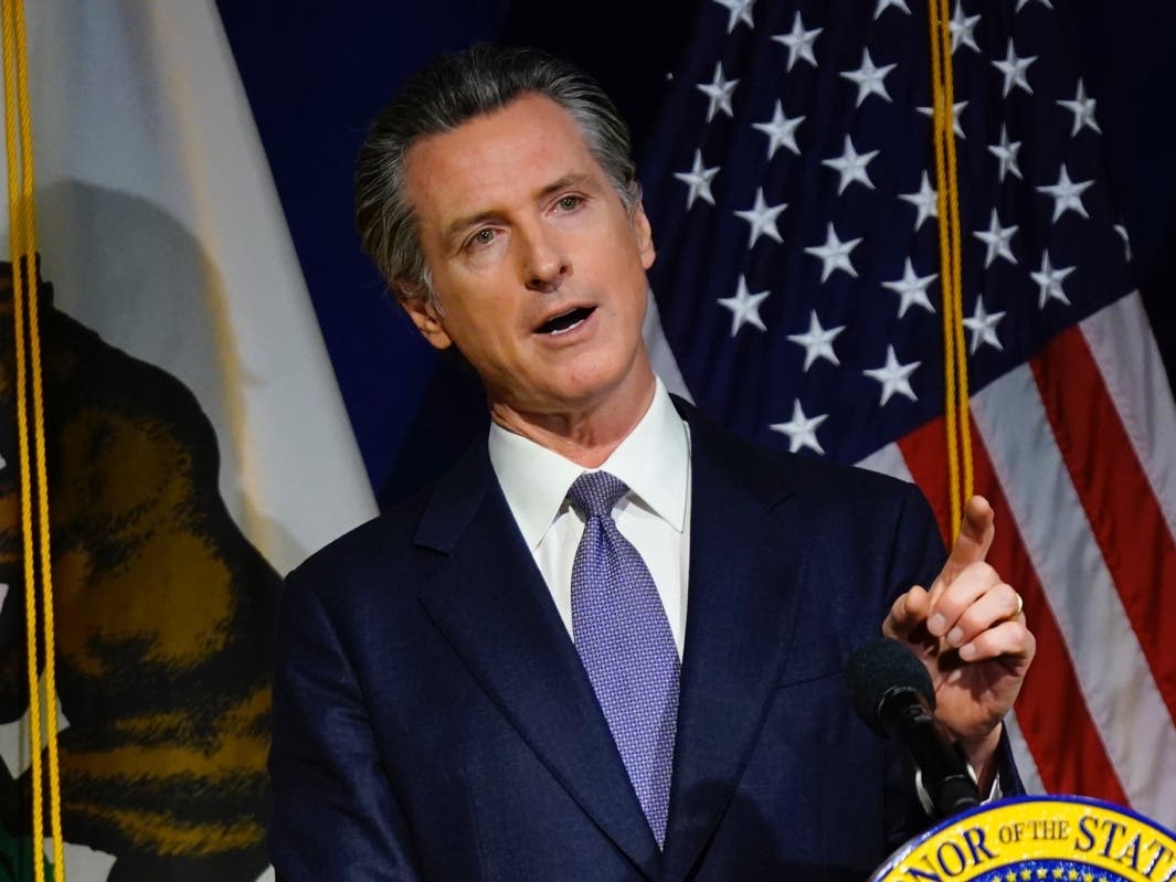 California Gov. Gavin Newsom speaks during a news conference in Sacramento.